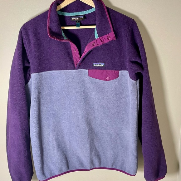 Patagonia Women's Synchilla Purple/Blue Fleece Snap T Pullover 2016, Size Medium - Picture 2 of 9